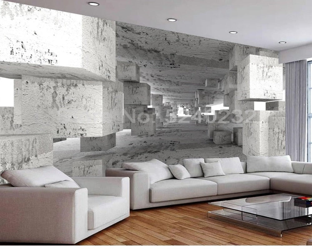 3D Wallpaper Box Space Cement